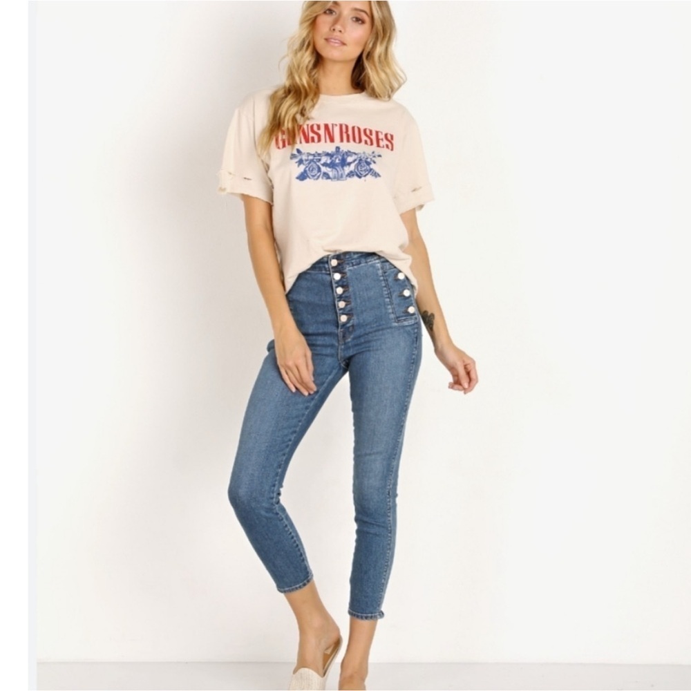 J Brand Natasha Sky High Rise Skinny Jeans buttonfly Moxie Blue Sailor sz 25